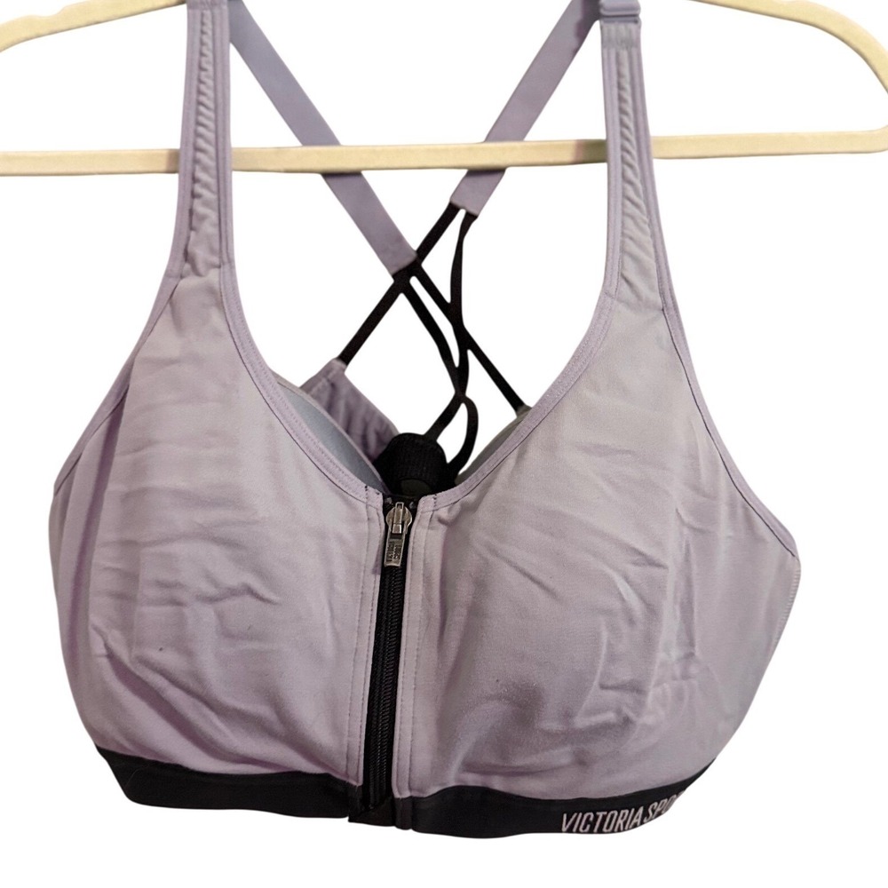 Victoria‎ Sport Gray Zip Front Sports Bra High Support Racerback Size 36C